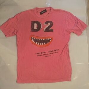 DSQUARED2 Pink D2 Graphic Mouth Tee